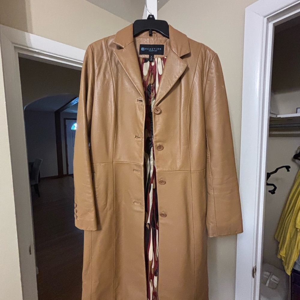 Kenneth Cole Tan Leather Trench Coat for Women